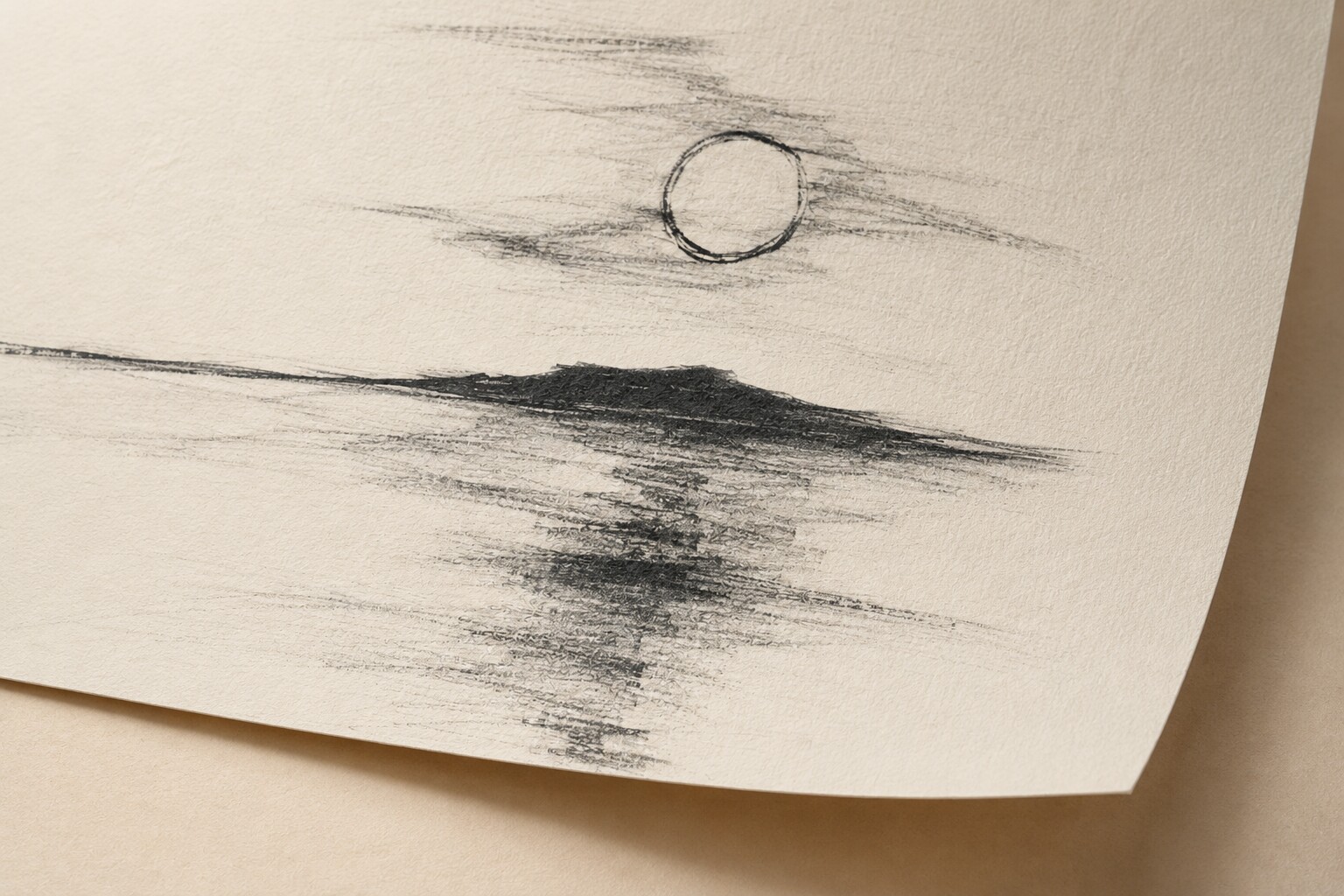 Close detail of artwork printed on textured matte paper