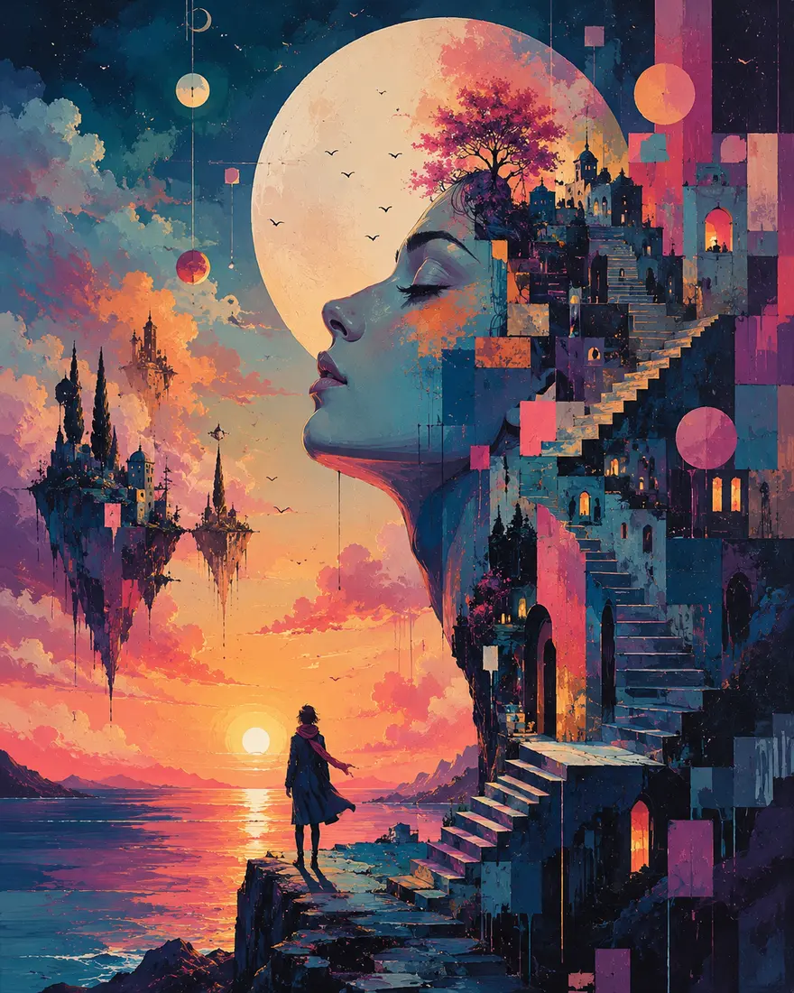Original surreal AI dream landscape