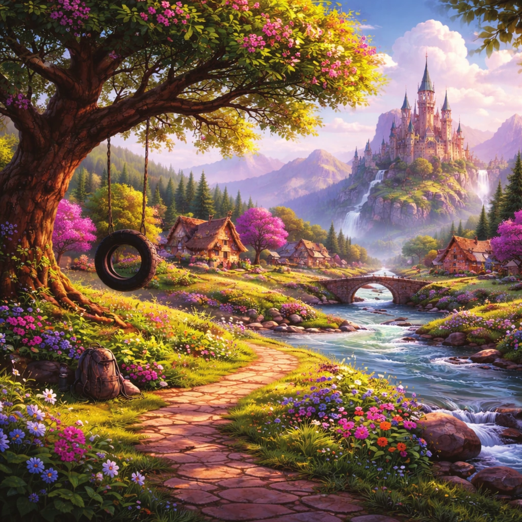 Screen rendering of the detailed fantasy landscape PDF/X-4